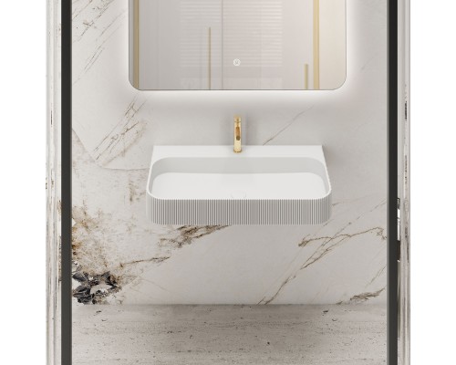 Раковина из искусственного камня Vincea VWB-6SG75MW 750x460x120 подвесная белый матовый