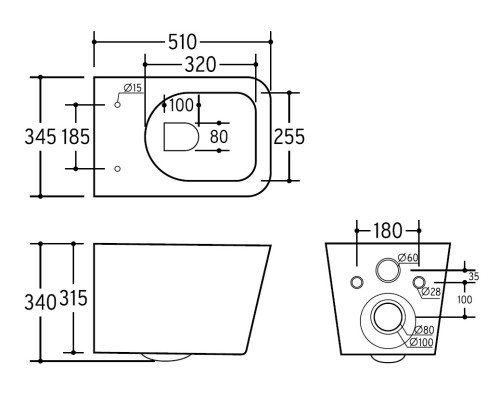 Подвесной безободковый унитаз Charus Alva EWC700-114W сиденьем микролифт