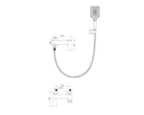 Смеситель для ванны с душем Wonzon&Woghand, Брашированное золото