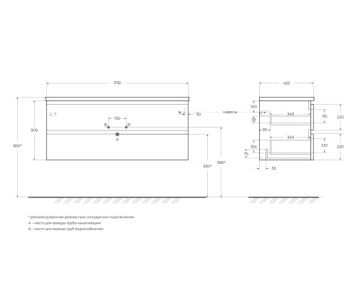 Тумба под раковину BelBagno 120 ALBANO-1200-2C-SO-CVG подвесная Cemento Verona Grigio