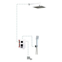 Душевая система AQG EC316, с изливом, с верхним душем и кронштейном, хром
