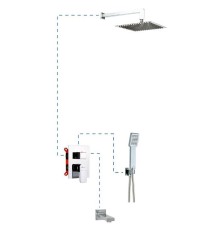 Душевая система AQG EC316, с изливом, с верхним душем и кронштейном, хром