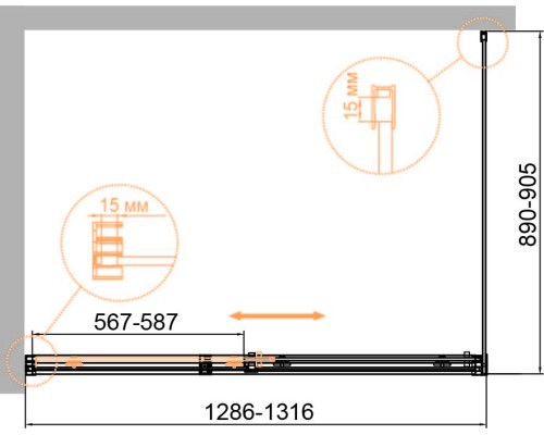 Душевой уголок Cezares Duet Soft-М 130x90 DUET SOFT-M-AH-1-130/90-C-Cr профиль Хром стекло прозрачное