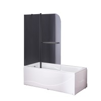 Душевая шторка на ванну Taliente 120x140см, распашная, прозр.стекло 6мм, черный профиль