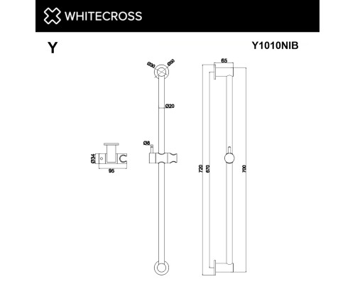 Штанга для душа WHITECROSS брашированный никель