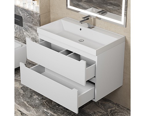 Тумба с раковиной Uperwood Tanos 80 см, белая