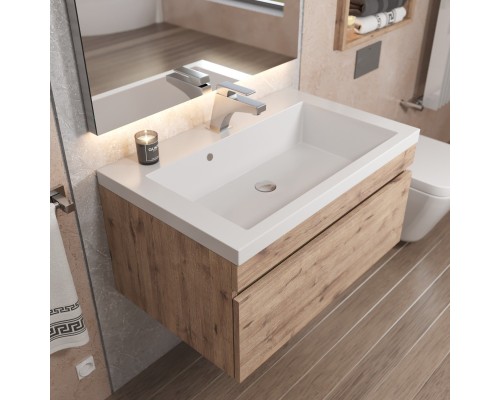 Тумба с раковиной подвесная Uperwood Eva 74х47,5х35,4 см, Крафт Табачный