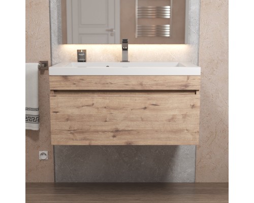 Тумба с раковиной подвесная Uperwood Eva 74х47,5х35,4 см, Крафт Табачный