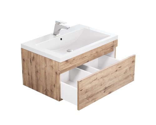 Тумба с раковиной подвесная Uperwood Eva 74х47,5х35,4 см, Крафт Табачный