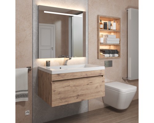 Тумба с раковиной подвесная Uperwood Eva 74х47,5х35,4 см, Крафт Табачный