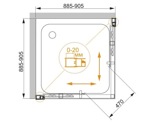 Душевой уголок Cezares MOMENTO-A-2-90-C-Cr