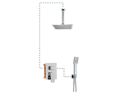 Душевая система EС217 AQG Bold, с верхним душем и потолочным кронштейном, хром