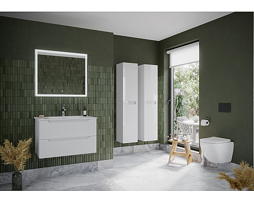 Тумба под раковину SANCOS Norma 2.0 790х450х500, c двумя ящиками, белый глянец