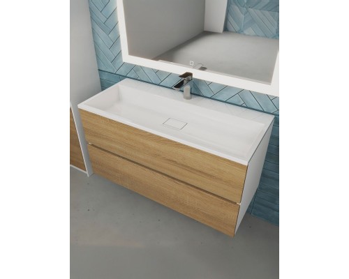 Тумба под раковину 100 см, Uperwood Barsa, белая/дуб сонома