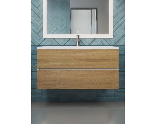 Тумба под раковину 100 см, Uperwood Barsa, белая/дуб сонома