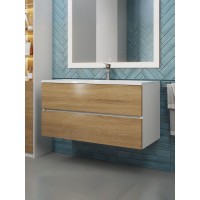 Тумба под раковину 100 см, Uperwood Barsa, белая/дуб сонома