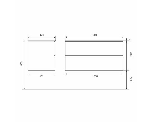 Тумба с раковиной подвесная Uperwood Barsa 100х45х57 см, дуб сонома