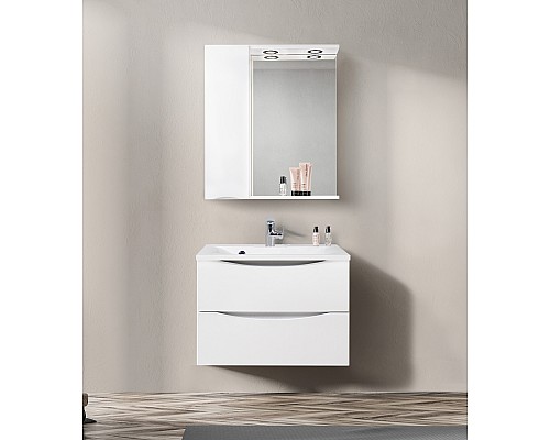Зеркало со шкафом BelBagno MARINO-SPC-700/750-1A-BL-P-L 70 с подсветкой Bianco Lucido Зеркало со шкафом BelBagno MARINO-SPC-700/750-1A-BL-P-L 70 с подсветкой Bianco Lucido