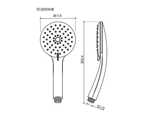 Душевая лейка Sancos Lotus, диаметр 115 мм, 3 режима, черный матовый, SC6003MB