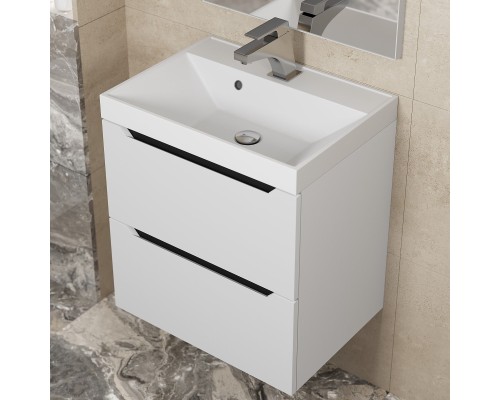 Тумба под раковину 50 см, Uperwood Tanos, белая/графит матовая