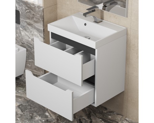 Тумба под раковину 50 см, Uperwood Tanos, белая/графит матовая
