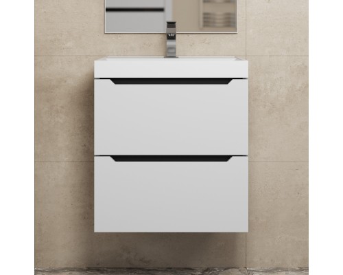 Тумба с раковиной подвесная Uperwood Tanos NEW 50х45х55 см, белая/графит