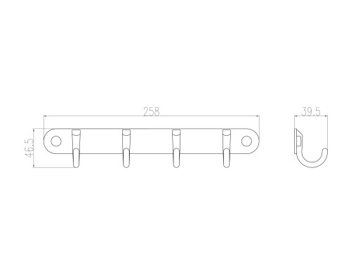 Вешалка с 4 крючками для ванной Wonzon&Woghand, Хром