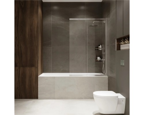 Стеклянная штора на ванну RX15090CCR-22 Reflexion 150х90см Slider закаленное стекло