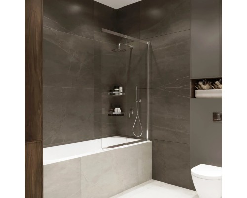 Стеклянная штора на ванну RX15090CCR-22 Reflexion 150х90см Slider закаленное стекло