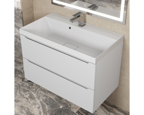 Раковина для ванной 80 см, Uperwood Classic New, белая глянцевая, с накладкой для слива