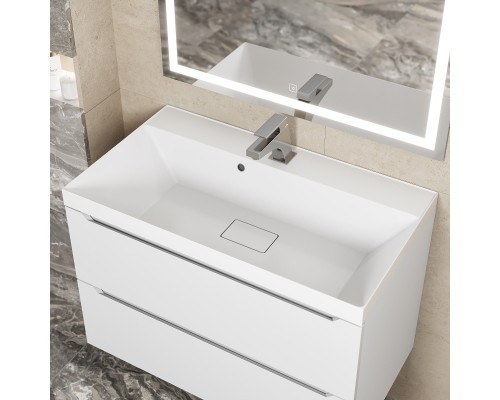 Раковина для ванной 80 см, Uperwood Classic New, белая глянцевая, с накладкой для слива