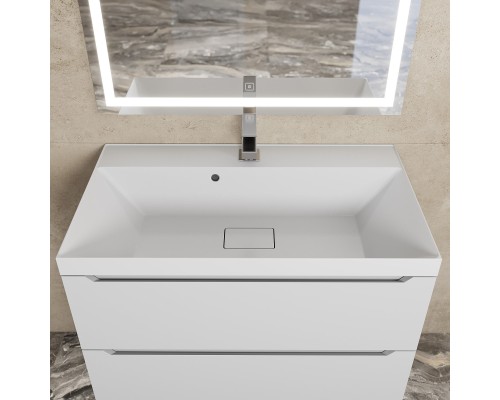 Раковина для ванной 80 см, Uperwood Classic New, белая глянцевая, с накладкой для слива