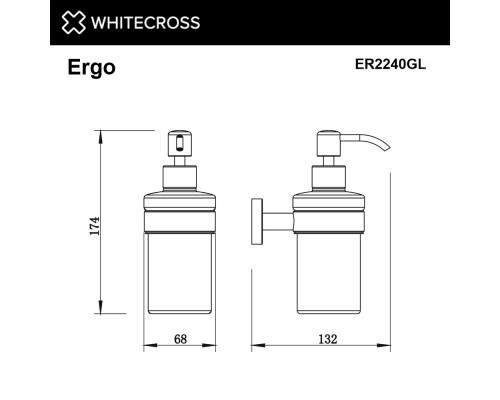 Дозатор для жидкого мыла подвесной WHITECROSS Ergo ER2240GL золото