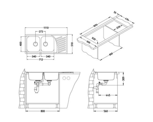 Мойка кухонная Alveus Elegant 70 1009386