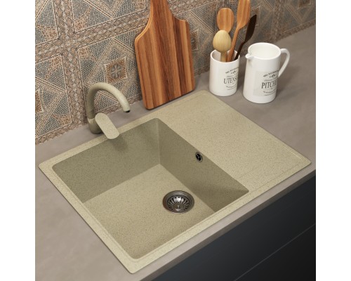 Кухонная мойка из искусственного камня Uperwood ECON UPD-202-002, бежевая матовая
