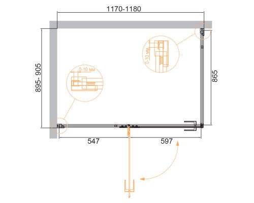 Душевой уголок Cezares Bellagio 120x90 BELLAGIO-AH-1-120/90-C-NERO профиль Черный матовый стекло прозрачное