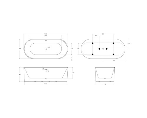Акриловая ванна BelBagno 180x80 BB705-1800-800 без гидромассажа