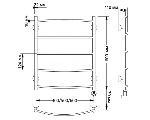 Полотенцесушитель латунный Secado Милан 1 50х60, электрический R, бронза