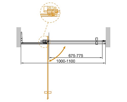 Дверь в проём Cezares SLIDER-B-1-100/110-C-Cr Дверь в проём Cezares SLIDER-B-1-100/110-C-Cr