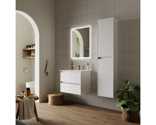 Тумба под раковину SANCOS Cento 590х450х500, c двумя ящиками,белый глянец