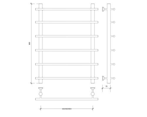 Полотенцесушитель латунный Secado Турин 1 80х50х60, водяной, бронза
