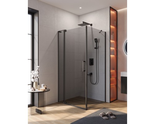 Душевой уголок Cezares Slider 100x90 SLIDER-AH-1-90-90/100-GRIGIO-NERO профиль Черный матовый стекло серое