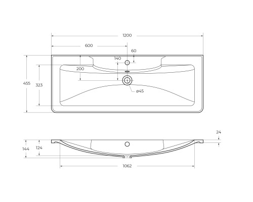 Раковина BelBagno 120 BB1200/455-LV-MR-ALR Белая