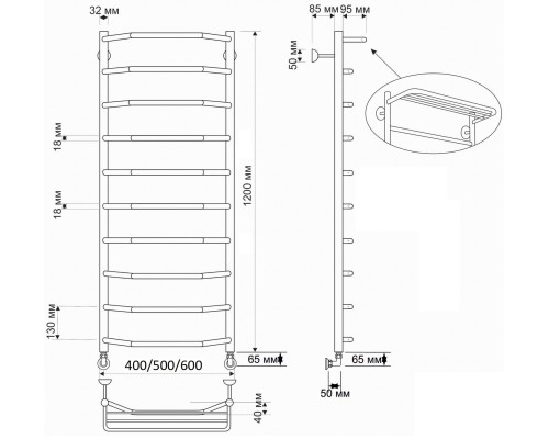 Полотенцесушитель латунный Secado Агата 3 40х120, водяной, бронза