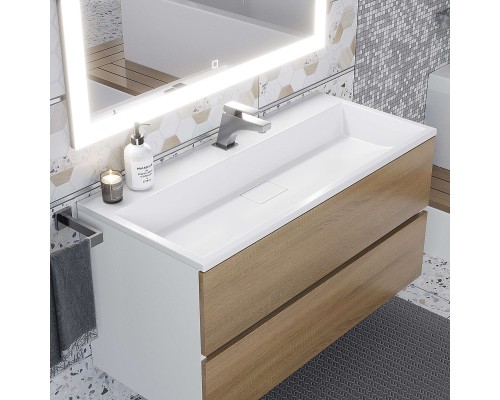 Раковина для ванной 100 см, Uperwood Barsa, белая глянцевая