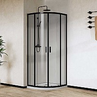 Душевой уголок Vincea City VSQ-5CT900CLB, 900x900, черный матовый, стекло прозрачное