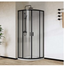 Душевой уголок Vincea City VSQ-5CT900CLB, 900x900, черный матовый, стекло прозрачное