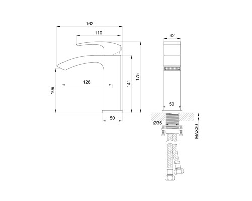 Смеситель для раковины Wonzon&Woghand, Темный графит