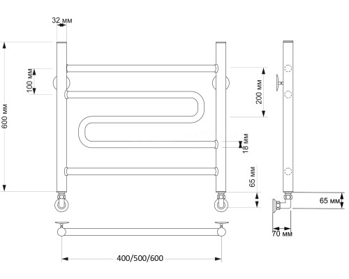 Полотенцесушитель латунный Secado Валенсия 2 40х60, водяной, бронза