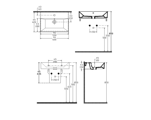 Раковина ISVEA SistemaZ Frame накладная 600x420x132 черный матовый 10SF50060SV-2N